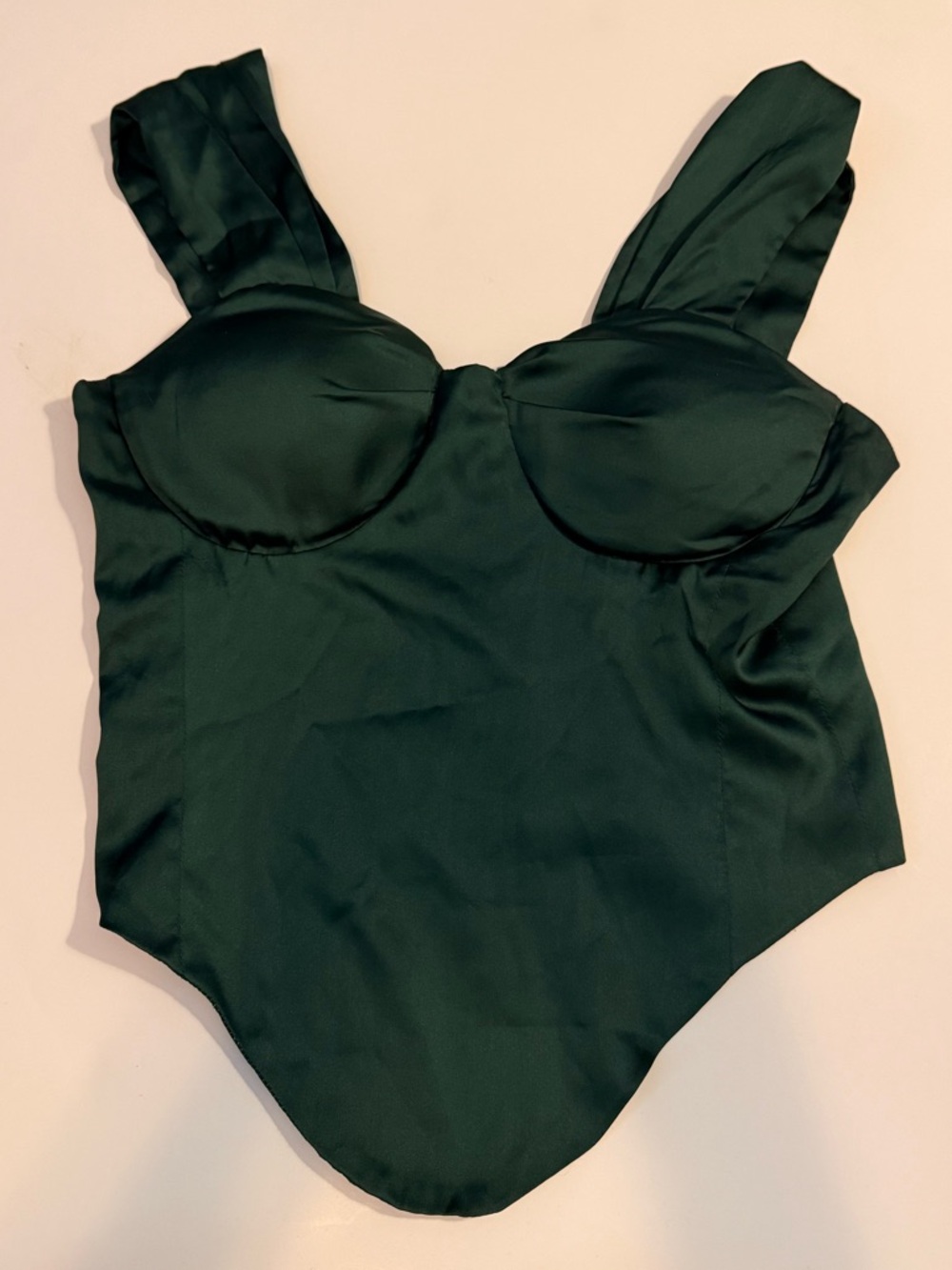 Deep Green Satin Bustier Bodysuit